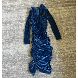 Women’s Shein Dress Blue Size S Regular Tight Leg Velvet Q8